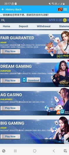 Malaysia A9 Play live casino games