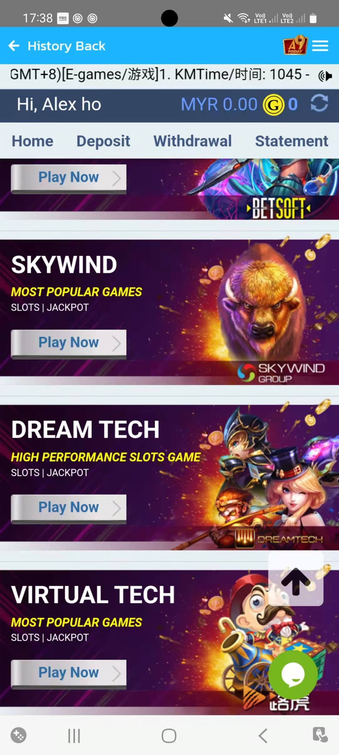 A9Play register promotional screen