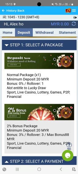 How to deposit and top up a9play — step 2